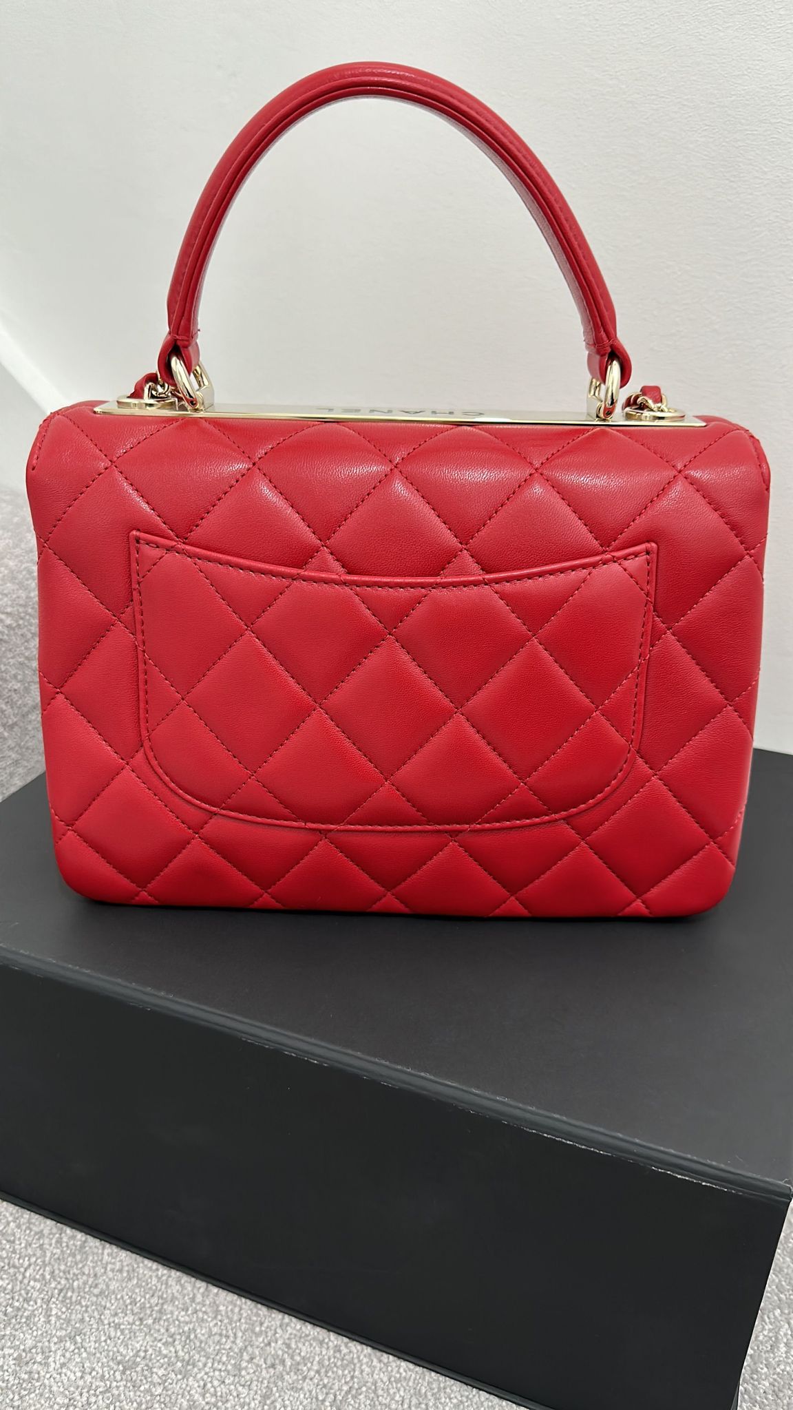 Chanel Series 29 Red Lambskin LGHW Trendy Flap Bag With Non Detachable Chain CC Size Small