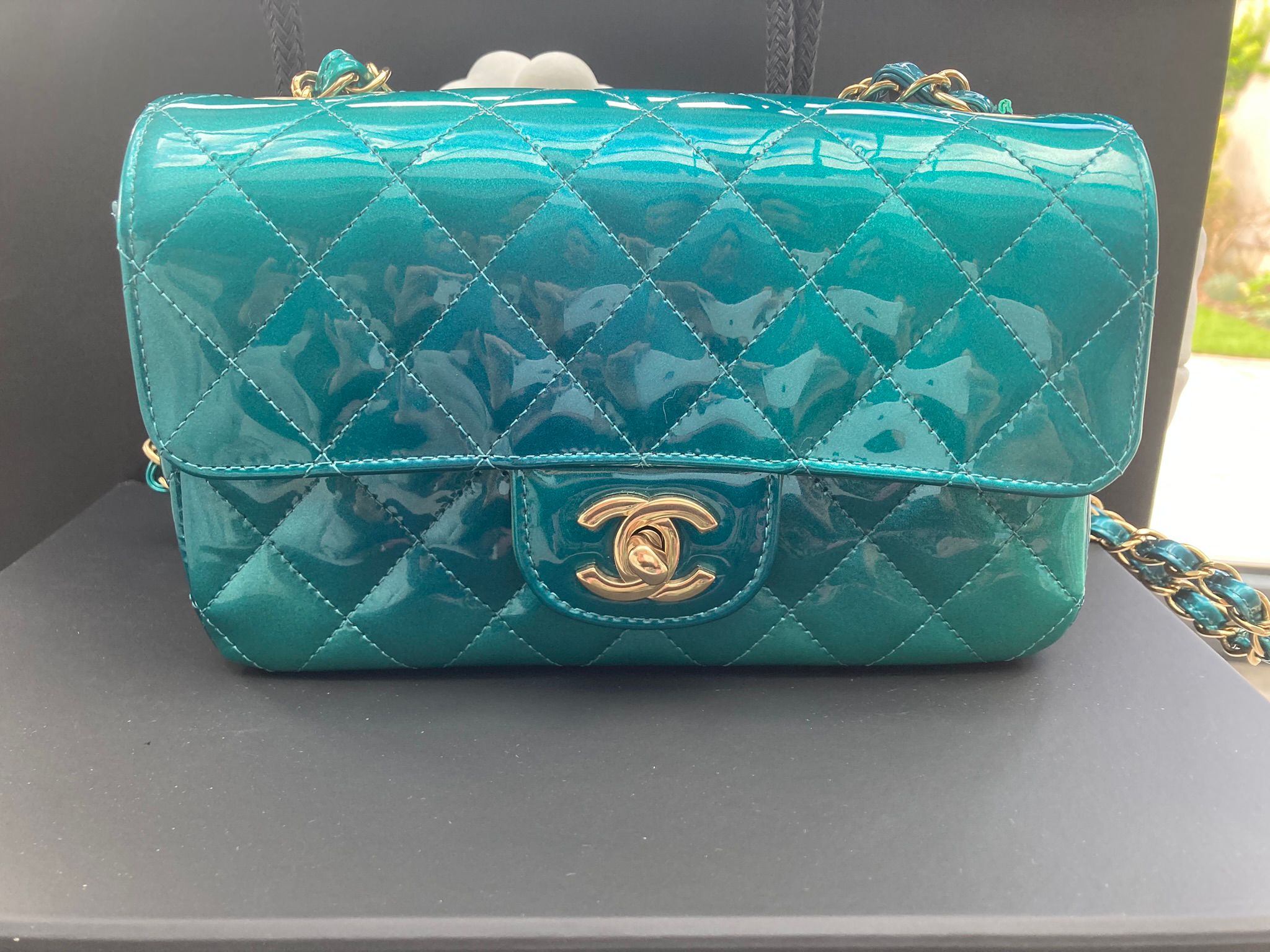 Chanel Mini Rectangular Flap Bag with Top Handle Green Ombre