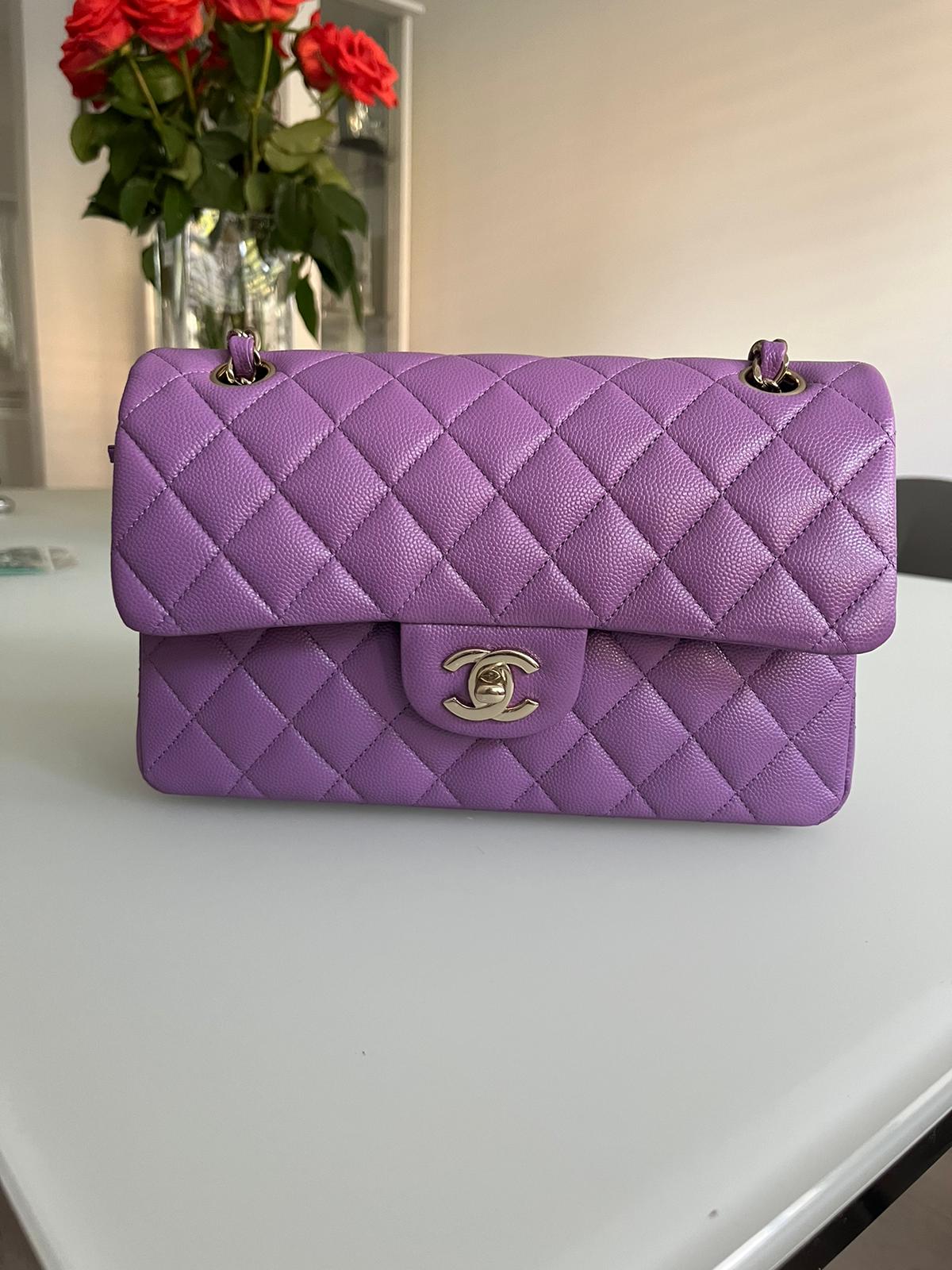 Chanel 22S Collection Purple Caviar LGHW Small Classic Timeless Double Flap Bag