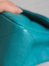 Load image into Gallery viewer, Chanel series 23 17C 2016/2017 Cruise Collection Turquoise Caviar Champagne GHW Classic Mini Rectangular Flap Bag with Edge stitching
