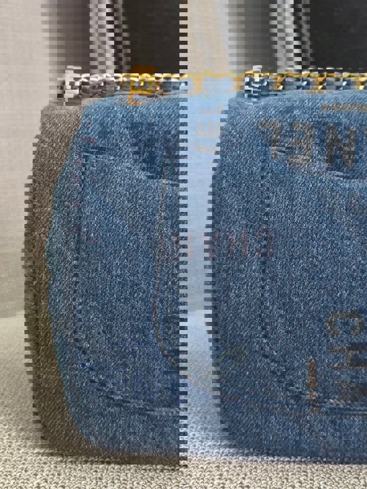 Chanel 22P Blue Denim Mood Flap Bag size Small with aged GHW