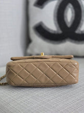Load image into Gallery viewer, Chanel 22B 2022 Fall/Winter Collection Dark Beige Lambskin Aged GHW Pearl Crush Adjustable Chain Mini Rectangular Flap Bag
