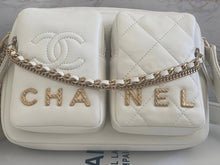 Load image into Gallery viewer, Chanel 22C White Calfskin GHW Small Camera Case Bag with Adjustable Strap
