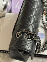 Load image into Gallery viewer, Chanel Series 18 (2014) Black caviar Silver hardware Medium ML Timeless Classic Double Flap Bag
