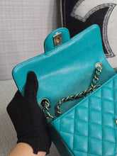 Load image into Gallery viewer, Chanel series 23 17C 2016/2017 Cruise Collection Turquoise Caviar Champagne GHW Classic Mini Rectangular Flap Bag with Edge stitching
