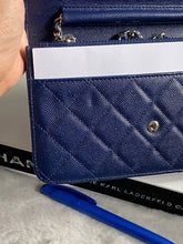 Load image into Gallery viewer, Chanel series 24 17B 2017 Fall/Winter Collection Navy Caviar SHW Classic Wallet on chain (WOC)

