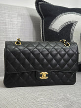 Load image into Gallery viewer, Chanel series 19 2014 Black Caviar GHW Medium ML Timeless Classic Double Flap Bag
