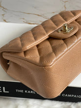 Load image into Gallery viewer, Chanel series 25 18S Collection Pearly Dark Beige Caviar Champagne Gold Hardware Mini Rectangular Flap Bag
