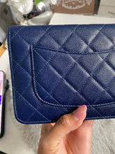 Load image into Gallery viewer, Chanel series 24 17B 2017 Fall/Winter Collection Navy Caviar SHW Classic Wallet on chain (WOC)
