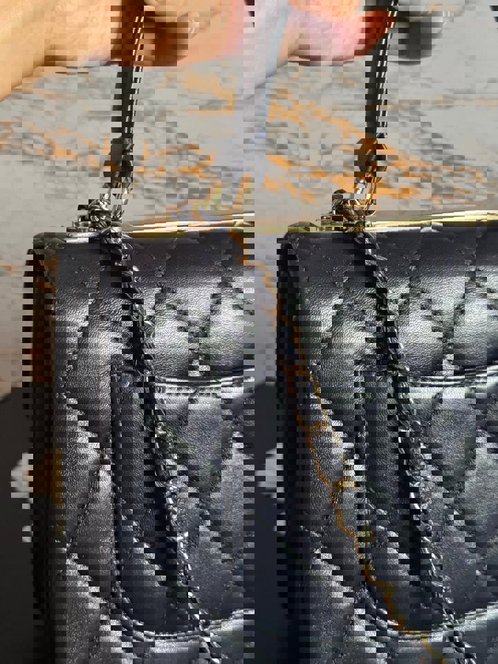 Chanel series 28 2018/2019 Navy Lambskin Champagne GHW Trendy CC Flap Bag size Small with Detachable Strap