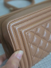 Load image into Gallery viewer, Chanel 21K 2021 Fall/Winter Collection Caramel Brown Caviar shiny champagne GHW Small Le Boy Flap Bag
