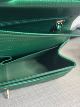 Load image into Gallery viewer, Chanel series 25 18S 2018 Spring/Summer Collection Pearly Emerald Green Caviar Champagne GHW Jumbo Timeless Classic Double Flap Bag

