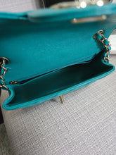 Load image into Gallery viewer, Chanel series 23 17C 2016/2017 Cruise Collection Turquoise Caviar Champagne GHW Classic Mini Rectangular Flap Bag with Edge stitching

