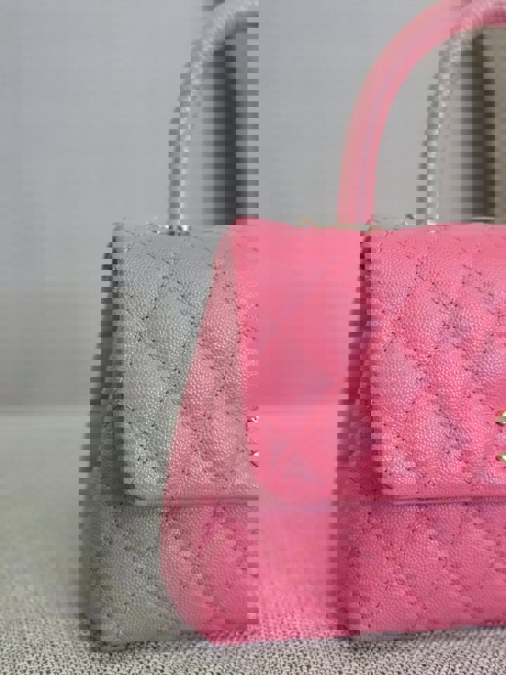 Chanel series 31 21P 2021 Pre Spring/Summer Collection Pink Caviar Coco Handle Flap Bag with Top Handle and Detachable Strap size Small