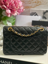 Load image into Gallery viewer, Chanel series 1 (circa 1989-1991) Black Lambskin 24K GHW Small Classic Double Flap Vintage Bag
