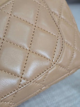 Load image into Gallery viewer, Chanel 22B 2022 Fall/Winter Collection Dark Beige Lambskin Aged GHW Pearl Crush Adjustable Chain Mini Rectangular Flap Bag
