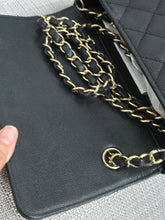 Load image into Gallery viewer, Chanel 17C series 23 Black caviar Champagne GHW Classic Mini Rectangular Flap Bag with Edge Stitching
