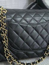 Load image into Gallery viewer, Chanel series 19 2014 Black Caviar GHW Medium ML Timeless Classic Double Flap Bag
