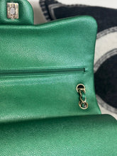 Load image into Gallery viewer, Chanel series 25 18S 2018 Spring/Summer Collection Pearly Emerald Green Caviar Champagne GHW Jumbo Timeless Classic Double Flap Bag
