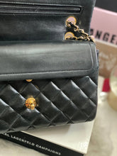 Load image into Gallery viewer, Chanel series 1 (circa 1989-1991) Black Lambskin 24K GHW Small Classic Double Flap Vintage Bag
