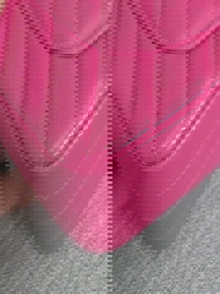Chanel series 21 Barbie Pink Lambskin Chevron Mini Rectangular Flap Bag with Yellow GHW