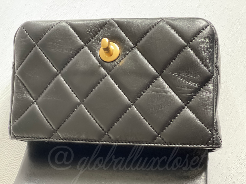 Chanel 22P Black Lambskin GHW Square mini flap bag