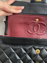 Load image into Gallery viewer, Chanel series 1 (circa 1989-1991) Black Lambskin 24K GHW Small Classic Double Flap Vintage Bag
