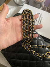 Load image into Gallery viewer, Chanel series 1 (circa 1989-1991) Black Lambskin 24K GHW Small Classic Double Flap Vintage Bag
