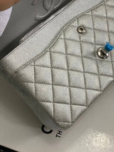 Load image into Gallery viewer, Chanel 21K 2021 Fall/Winter collection Glitter Iridescent Silver caviar SHW Medium ML 11.12 Timeless Classic Double Flap Bag
