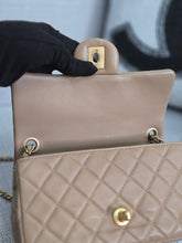 Load image into Gallery viewer, Chanel 22B 2022 Fall/Winter Collection Dark Beige Lambskin Aged GHW Pearl Crush Adjustable Chain Mini Rectangular Flap Bag
