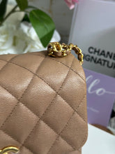 Load image into Gallery viewer, Chanel 22K Pre Fall/Winter 2022 Collection Dark Beige Caviar Aged GHW Coco First Mini Flap Bag

