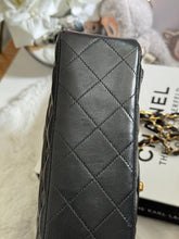 Load image into Gallery viewer, Chanel series 1 (circa 1989-1991) Black Lambskin 24K GHW Small Classic Double Flap Vintage Bag
