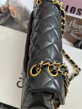 Load image into Gallery viewer, Chanel series 1 (circa 1989-1991) Black Lambskin 24K GHW Small Classic Double Flap Vintage Bag
