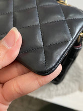 Load image into Gallery viewer, Chanel series 1 (circa 1989-1991) Black Lambskin 24K GHW Small Classic Double Flap Vintage Bag

