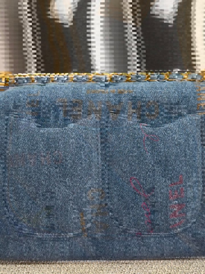 Chanel 22P Blue Denim Mood Flap Bag size Small with aged GHW