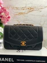 Load image into Gallery viewer, Chanel series 3 Black Lambskin 24K GHW Small Diana Flap Bag
