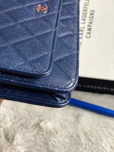 Load image into Gallery viewer, Chanel series 24 17B 2017 Fall/Winter Collection Navy Caviar SHW Classic Wallet on chain (WOC)
