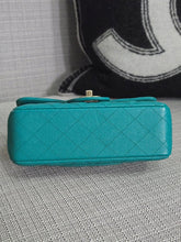 Load image into Gallery viewer, Chanel series 23 17C 2016/2017 Cruise Collection Turquoise Caviar Champagne GHW Classic Mini Rectangular Flap Bag with Edge stitching
