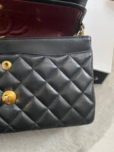 Load image into Gallery viewer, Chanel series 1 (circa 1989-1991) Black Lambskin 24K GHW Small Classic Double Flap Vintage Bag
