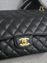 Load image into Gallery viewer, Chanel series 19 2014 Black Caviar GHW Medium ML Timeless Classic Double Flap Bag
