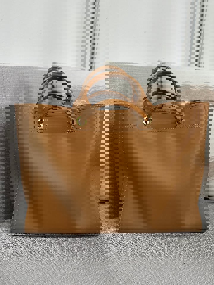 Chanel series 31 21S 2021 Spring/Summer collection Caramel Calf skin aged GHW Medium/Large Deauville Tote Bag with Top handle