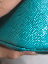 Load image into Gallery viewer, Chanel series 23 17C 2016/2017 Cruise Collection Turquoise Caviar Champagne GHW Classic Mini Rectangular Flap Bag with Edge stitching
