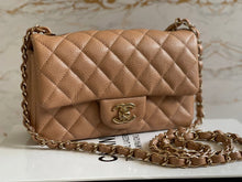 Load image into Gallery viewer, Chanel series 25 18S Collection Pearly Dark Beige Caviar Champagne Gold Hardware Mini Rectangular Flap Bag

