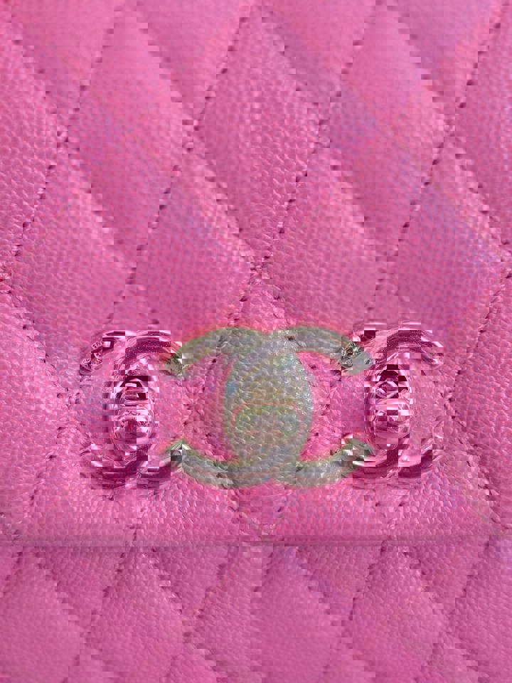 Chanel series 31 21P 2021 Pre Spring/Summer Collection Pink Caviar Coco Handle Flap Bag with Top Handle and Detachable Strap size Small