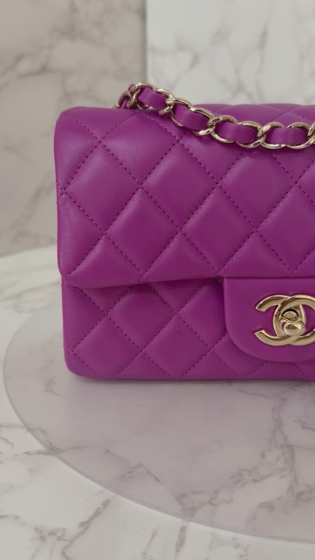 CHANEL 21C Collection 2020/2021 Purple Lambskin Champagne GHW Mini rectangular flap bag
