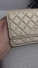 Load and play video in Gallery viewer, Chanel 21P 2021 Pre Spring/Summer Collection series 31 Iridescent Gold Lambskin Champagne GHW Classic Wallet on Chain (WOC)
