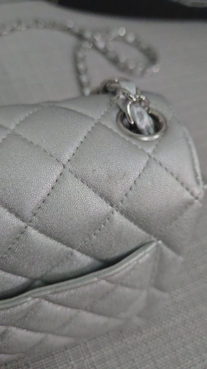 Chanel Series 31 21P 2021 Pre Spring/Summer Collection Iridescent Silver lambskin SHW Square Mini Flap Bag