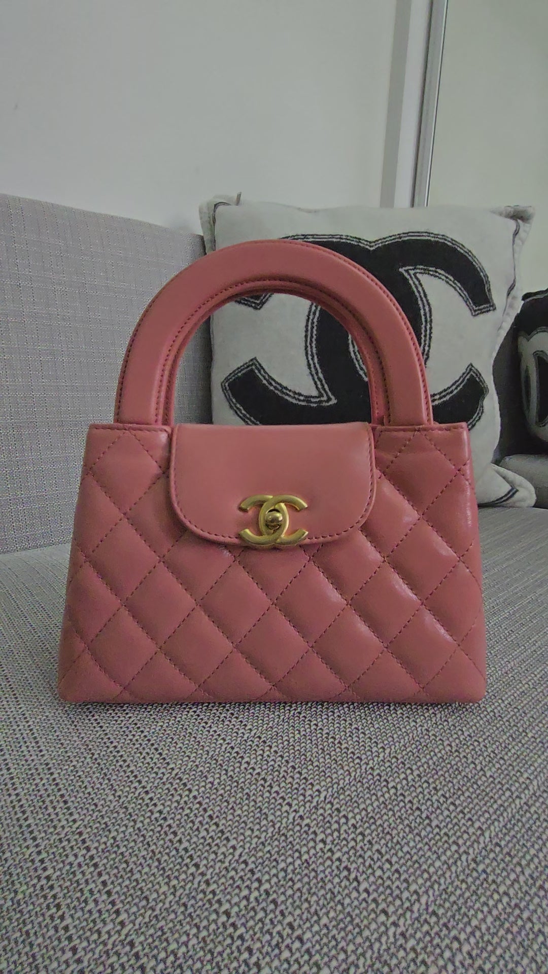 Chanel 23K Pink Lambskin GHW Nano Kelly Shopping Bag size Small (19 cms AS4416)