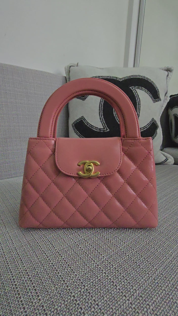 Chanel 23K Pink Lambskin GHW Nano Kelly Shopping Bag size Small (19 cms AS4416)
