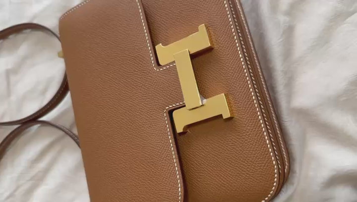 HERMES Constance 18 Gold Epsom Leather GHW Flap bag Stamp B 2023